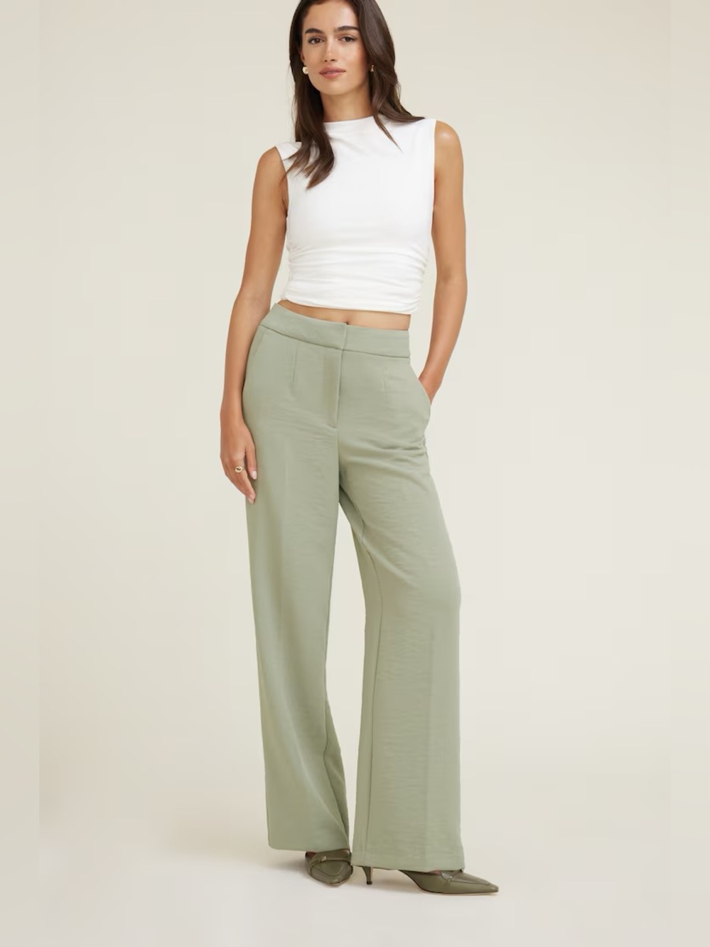 Dynamite Yasmin Airflow Straight Leg Pants - Vetiver Green
